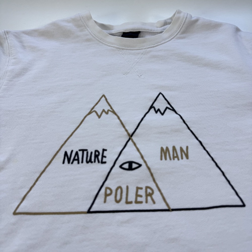 POLER Venn Diagram Logo Pullover Crewneck Sweatshirt Adult Small White *Read - Picture 3 of 14